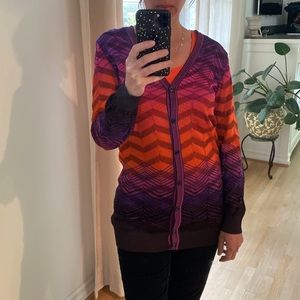 M Missoni Ombré pink, purple & orange button down sweater